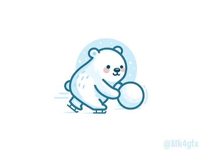 Skating Polar Bear Logo (for sale) animal bear branding cartoon cold cute design fast illustration logo logos mascot modern polar polarbear pushing skating skiing snowball winter