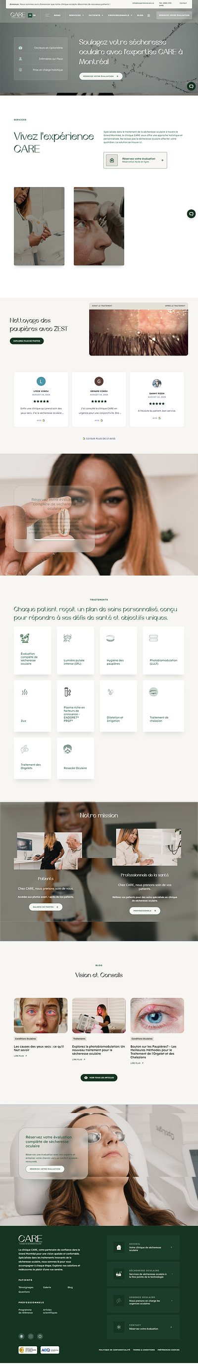 Clinique de sécheresse oculaire Montréal Website Design website design