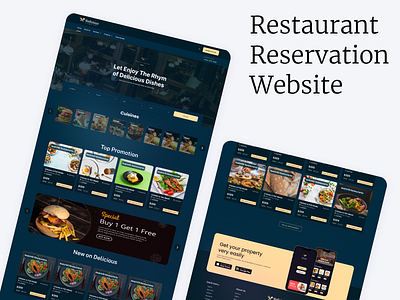 Restaurant Reservation Website branding case study design ecommerce full graphic design header section hero section illustration landing landing page logo reservation resturant ui uiux