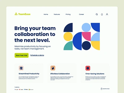 TeamEase branding design designerachit digital art editorial geometric animation gif graphic design illustration landing page logo pattern animation typography ui ui design ui ux vector illustration web