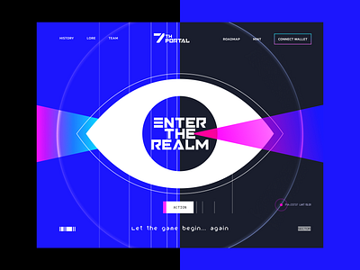 7th portal web concept 7th portal blue colors eye game hero design illustration layout purple realm ui violet web concept web design web exploration