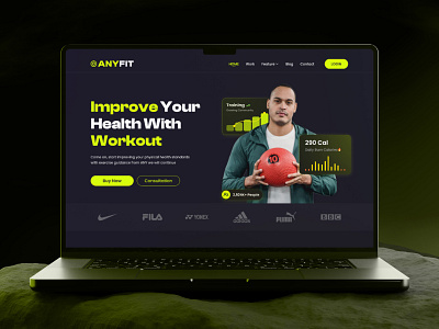 AnyFIT - Workout Landing Page | Mockup fitness gym hero landingpage member mockup ui ui design website workout