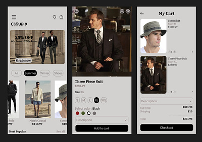 Cloud 9 clothing app! ui