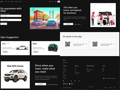 Uber Website Redesign (Landing page) with animation dribble uber viral