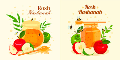 Rosh hashanah illustration with flat style 2d design graphic design illustration vector