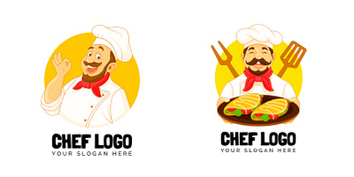 Cute Chef logo chef chef logo flat design graphic design hand drawn illustration logo restaurant logo vector