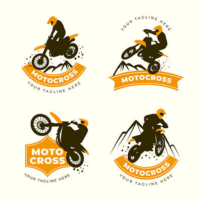 Motocross logo collection 2d design graphic design illustration logo motocross motocross logo retro logo silhouette vector