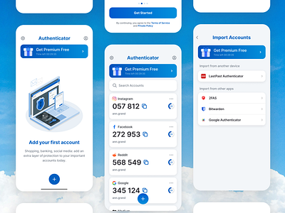 Authenticator App iOS Design 2fa apps authenticator design ios iphone passwords protect safe safety security
