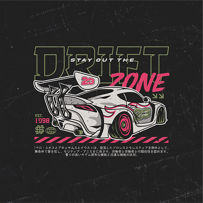 Drift Zone apparel art automotive brutalism cars graphic design illustration logo poster street wear t shirt design vector