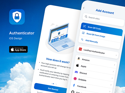 Authenticator iOS Design 2fa app authenticator ios iphone password passwords protect security store