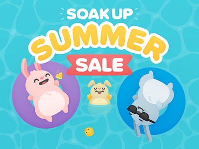 Deal Drops - Soak Up Summer Sale beach bunny cute hopper illustration pool sale summer travel water