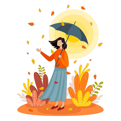 Girl in autumn autumn autumn illustration design graphic design illustration people vector