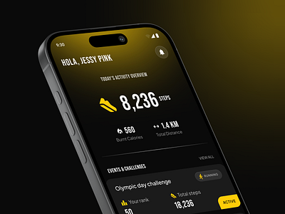 Active Pursuit - The ultimate fitness companion activity tracking app design biking app clean design fitness app fitness journey fitness tracking health and wellness health tech minimal ui mobile ui running app sports app sports ui user experience uxui design walking app