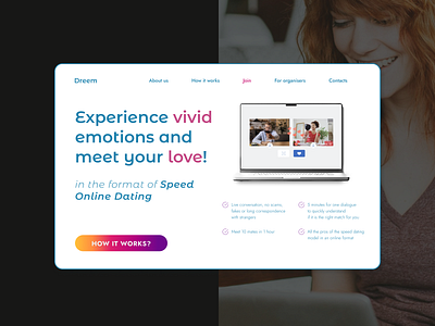 Landing for the speed dating platform dating online design landing landing page speed dating ui uxui web design