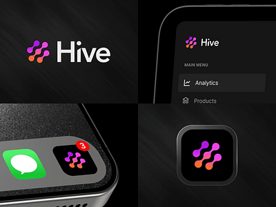 Hive Logo and App Icon abstract app branding design font geometric icon identity ios logo minimal minimalism startup symbol type typography