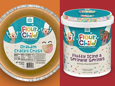 Flour Child Packaging Part Tres baking branding children cooking cute flour child fluffy food food packaging icing illustration kids package design packaging pie sprinkles