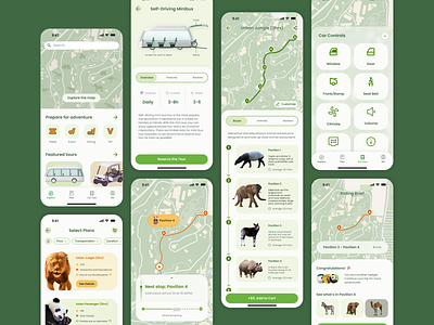 Self-driving Minibus Service - Zoo Mobile App design mobile design self driving tour guide ui ux zoo