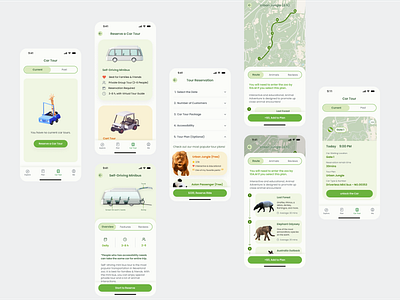 Self-driving Minibus Service - Zoo Mobile App design mobile design self driving tour guide ui ux zoo