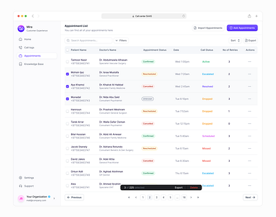 Appointment list- selection state dashboard design minimal mobile ui saas app ui uiux uxdesign web app