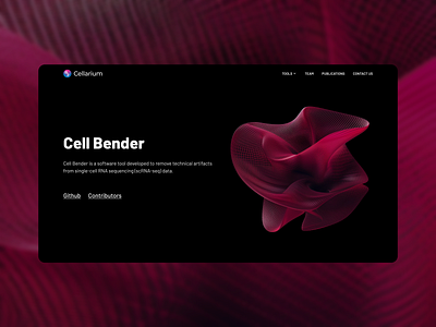 Cellarium Tools Hero biology cell dark theme data science hero section lab laboratory science technology tool uiux web design