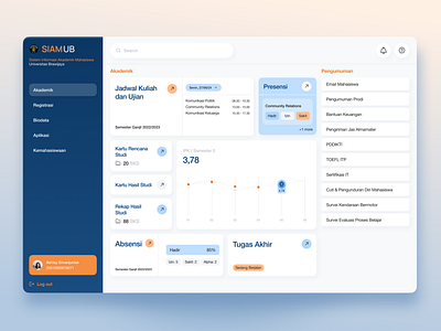 SIAM UB Student Portal Webiste UI Redesign academic app blue college dashboard data desktop education inspo mobile schedule school student ui ui design ui ux university ux web website