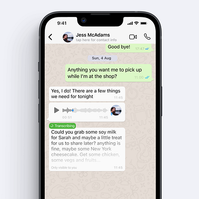 WhatsApp transcribe voice message app meta mobile app ui whatsapp