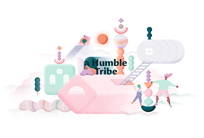 Humble Tribe - A very personal project agriculture co living colorful community design dreamy illustration nature quirky sustainablity