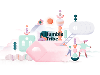 Humble Tribe - A very personal project agriculture co living colorful community design dreamy illustration nature quirky sustainablity