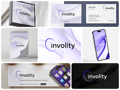 New visual identity for involity abstract branding clean design development gradient graphic design illustration innovative logo minimal modern purple software tech white