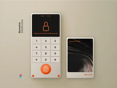 3D | Biometric Door Lock Concept 3d design figerprint figma futuristic lock minimal rfcard ui