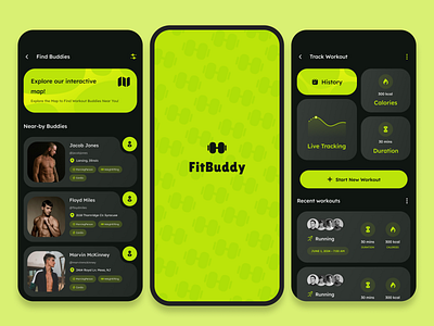 FitBuddy Mobile App Design - Gym Buddy Finder log in screen