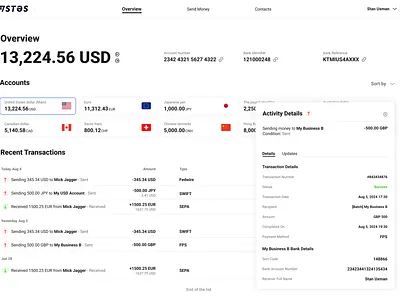 Financial System Dashboard design system finance fintech product sending money transfer