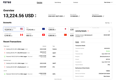 Financial System Dashboard design system finance fintech product sending money transfer