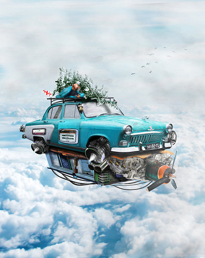 Flying Car car graphic design manipulation photoshop