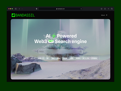 Bandassil - AI Powered Web3 Search Engine 3d ai integration animation blockchain motion graphics search engine ui web3