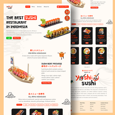 Yoshi Sushi - Restaurant Website Landing Page branding food japan japanese restaurant sushi sushijapan uiux web design web development