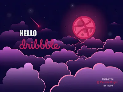 Hello dribbble! art creative draw first shot hello hellodribbble illustration illustrator nightsky painting space visualartist webdesign первый шот приветствие