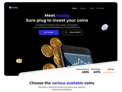 Crypto Landing Page 3d animation branding graphic design landing page motion graphics ui