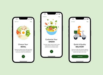 Bowlio Onboarding - Food Delivery App app delivery food illustration ui