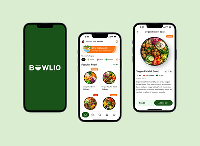 Bowlio - Food Delivery App branding food delivery app logo ui