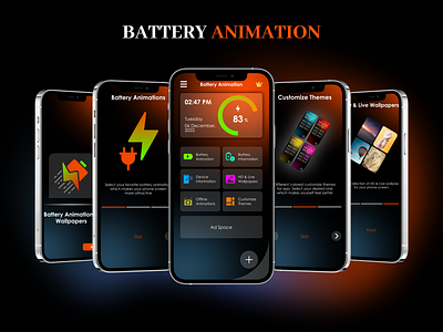 BATTERY ANIMATION APP UI DESIGN animation branding mobile application ui uiux