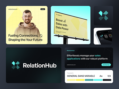 RelationHub - Branding for SaaS animation app logo brand identity branding business colors design illustration interface mobile print product design saas service startup startup logo typography visual visual design web design