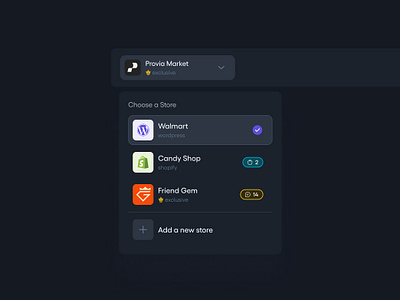 Multi-Store Account Selector UI - DarkMode account banner check dark darkmode logo mode multi account notification store ui ux