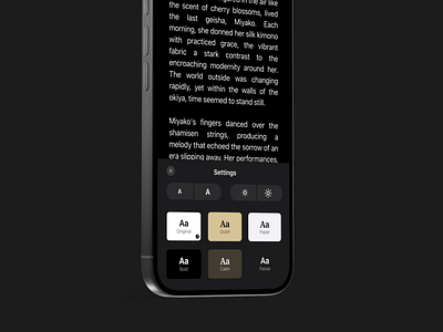 Soma | Book Reader app book dark ebook ibooks kindle mobile reader text themes ui