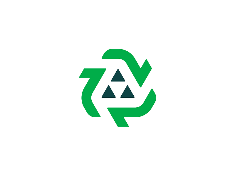 Minimalist Recycling Logo // For Sale arrows bin branding eco eco friendly graphic design green icon logo mark minimal minimalist modern recycle recycling sign sustainable trash waste waste management