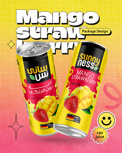 Mango Strawberry Juice branding design graphic design illustration typography vector