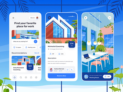 Co-working Mobile App Design 🤩 app co work product design ui uiux ux