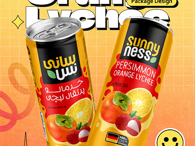 Persimmon Orange Lychee Juice Packaging Design branding design graphic design illustration typography vector