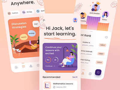 Online Learning Service Mobile App app dashboad design ui ui design ux web
