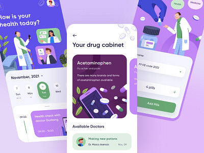 Medicine Reminder App 💊 app branding dashboad design illustration ui ui design ux web